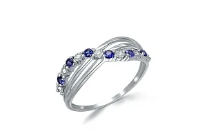 Кольцо Дорожка из белого золота с 6 сапфирами и 7 бриллиантами