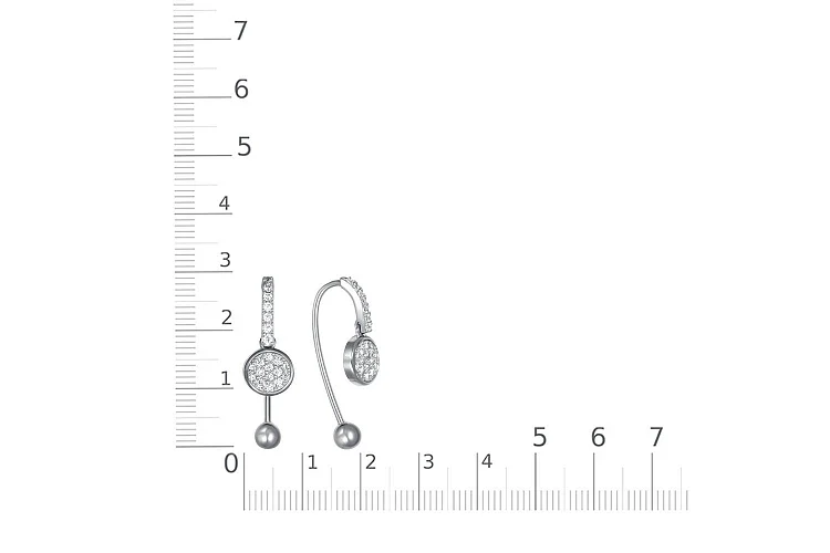 Серьги из белого золота с 42 фианитами