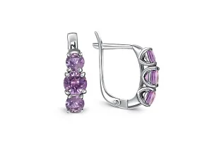 Серьги из белого золота с 6 аметистами