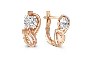 Серьги из красного золота с 2 бриллиантами