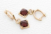 Серьги из красного золота с 2 гранатами