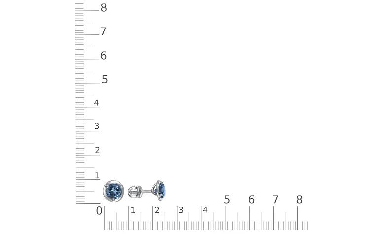 Серьги-пусеты из белого золота с 2 топазами лондон