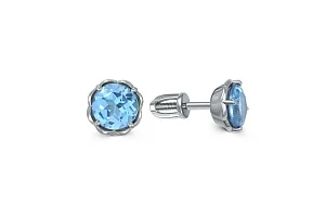 Серьги-пусеты из белого золота с 2 топазами swiss