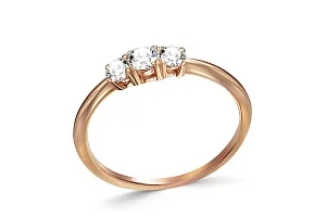 Кольцо из красного золота с 3 бриллиантами