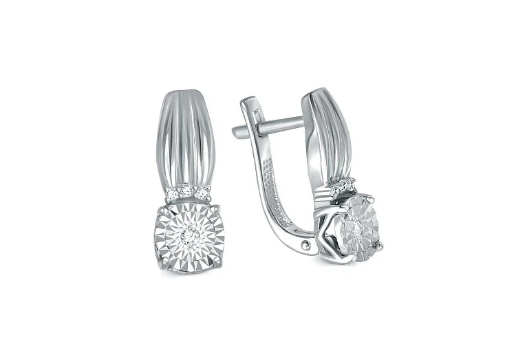 Серьги из белого золота с 8 бриллиантами