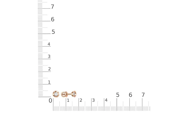 Серьги-пусеты из красного золота с 2 фианитами