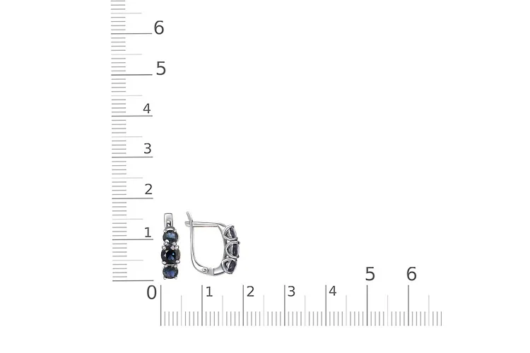 Серьги из белого золота с 6 корундами