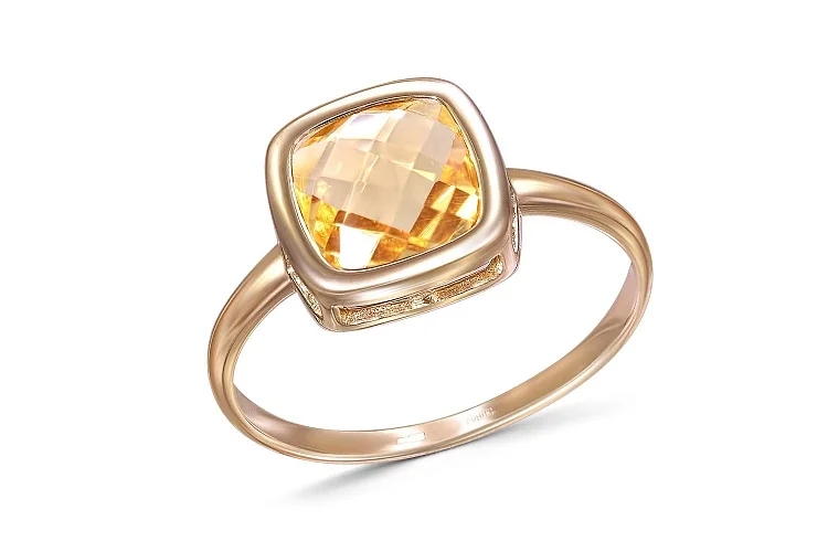 Кольцо из красного золота с кварцем