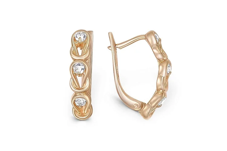 Серьги из красного золота с 6 бриллиантами