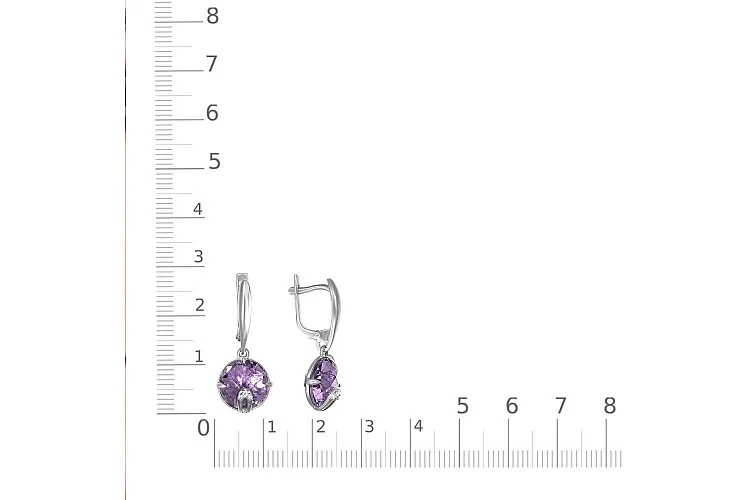 Серьги из белого золота с 8 аметистами