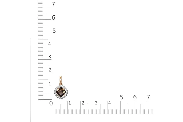 Подвеска из красного золота с раухтопазом и 16 фианитами