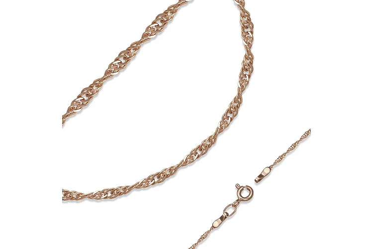 Цепь плетение сингапур ⌀ нити 0,25 мм  из красного золота