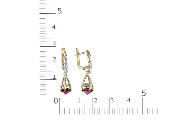 Серьги из жёлтого золота с 2 ситаллами