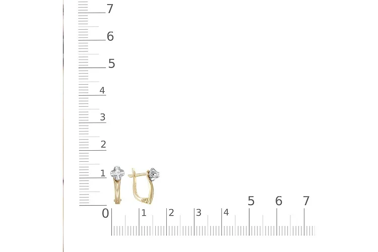 Серьги Цветы из жёлтого золота с 2 бриллиантами