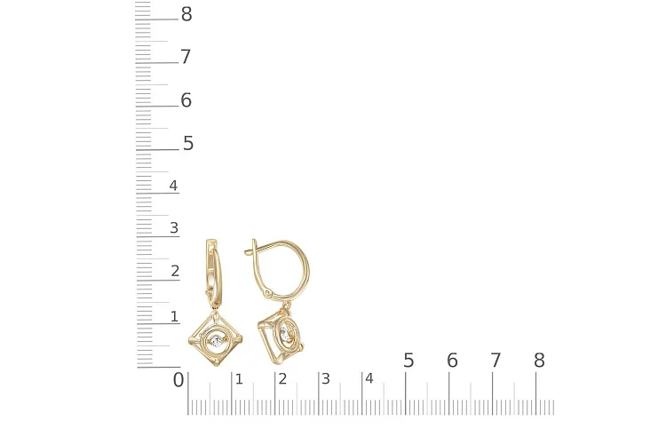 Серьги из жёлтого золота с 2 фианитами