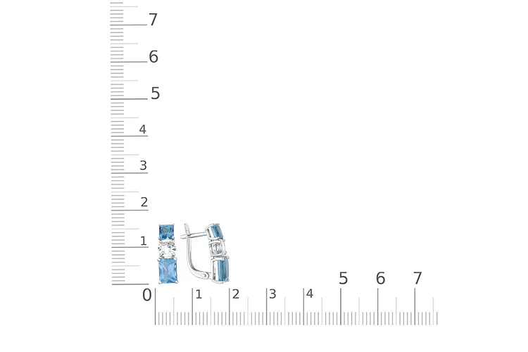 Серьги из белого золота с 4 топазами swiss и 2 фианитами