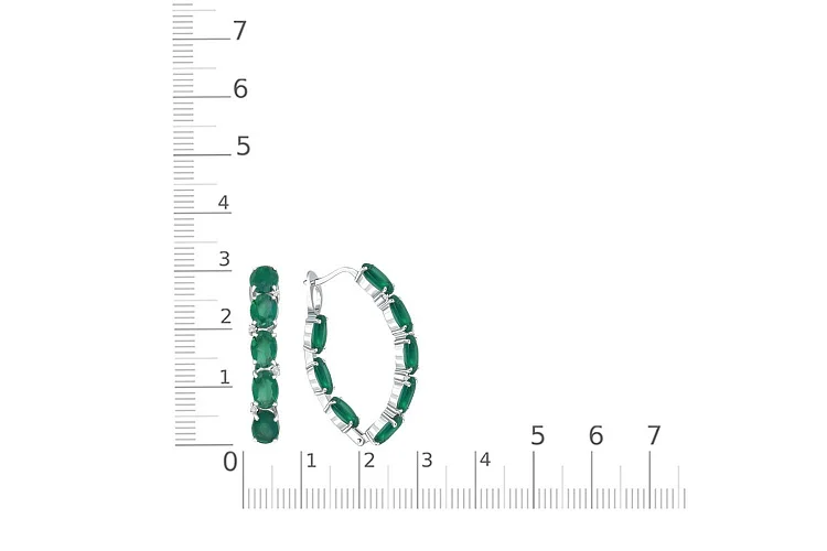 Серьги из белого золота с 16 агатами и 8 фианитами