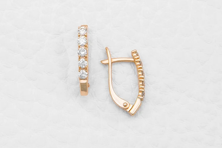 Серьги Дорожки из жёлтого золота с 10 бриллиантами