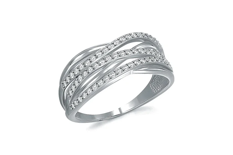 Кольцо из белого золота с 61 фианитами