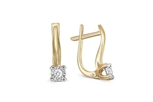 Серьги из жёлтого золота с 2 бриллиантами