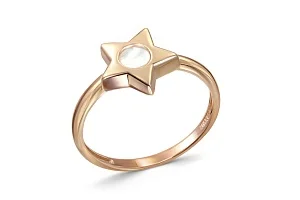 Детское кольцо Звезда из красного золота с перламутром