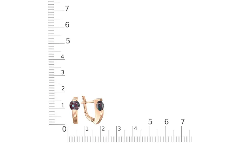 Серьги из красного золота с 2 александритами