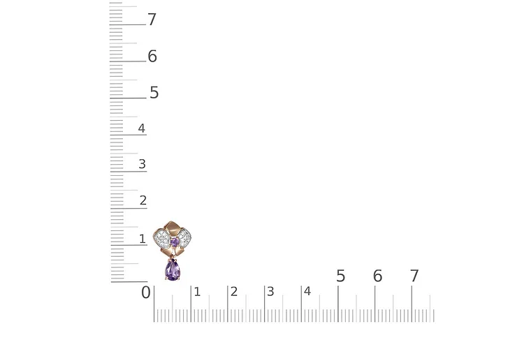 Подвеска Бантик из красного золота с 2 аметистами и 20 фианитами