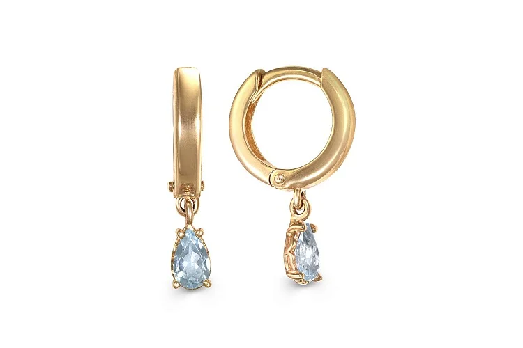 Серьги из жёлтого золота с 2 топазами sky