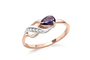 Кольцо из красного золота с иолитом и 13 фианитами