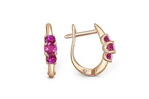 Серьги из красного золота с 6 рубинами