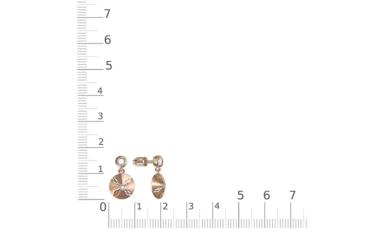 Серьги-пусеты из красного золота с 4 бриллиантами