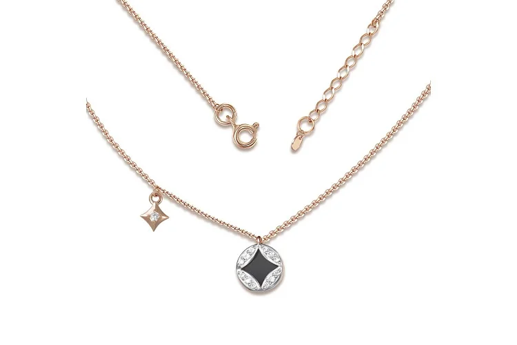 Колье из красного золота с ониксом и 13 фианитами