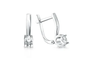 Серьги из белого золота с 2 фианитами