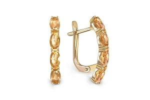 Серьги Дорожки из жёлтого золота с 6 цитринами