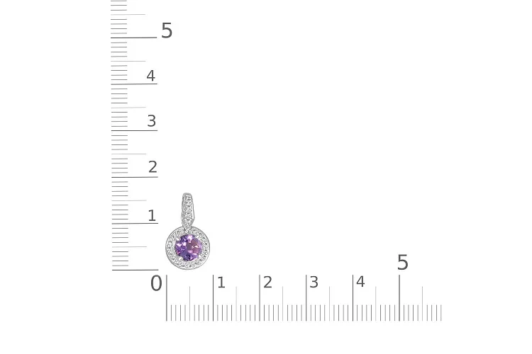 Подвеска из белого золота с аметистом и 21 фианитами
