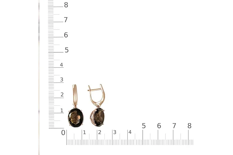 Серьги из красного золота с 2 раухтопазами