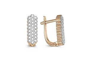 Серьги из красного золота с 50 фианитами