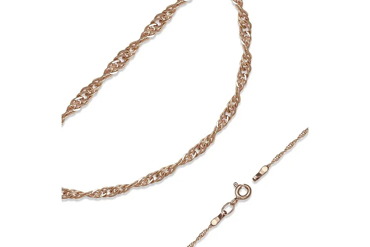 Цепь плетение сингапур ⌀ нити 0,25 мм  из красного золота