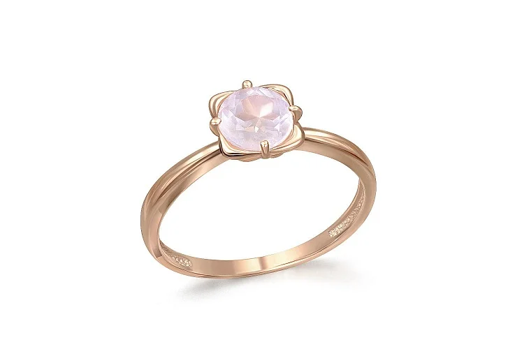 Кольцо из красного золота с кварцем