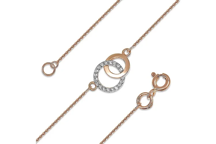 Браслет Круг из красного золота с 20 фианитами