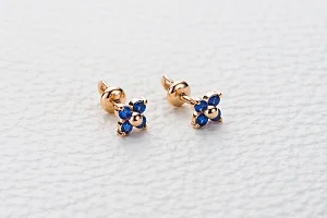 Серьги-пусеты из красного золота с 8 фианитами