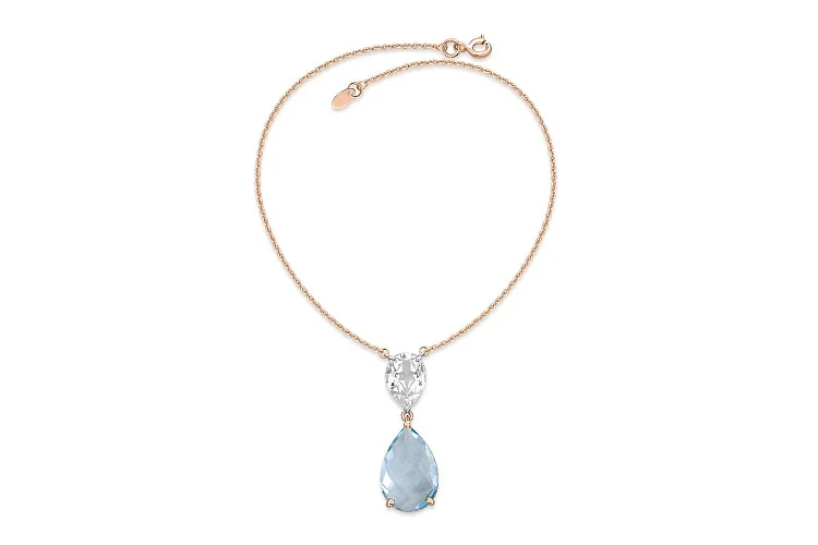 Колье из красного золота с топазом sky и фианитом
