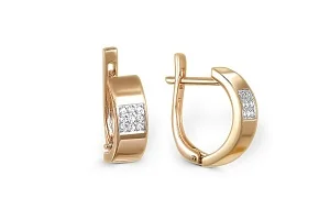 Серьги из красного золота с 18 фианитами