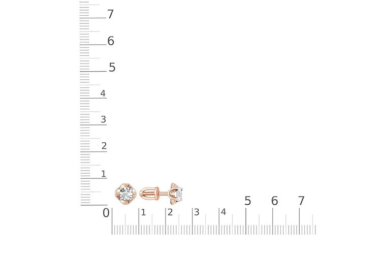 Серьги-пусеты Цветы из красного золота с 2 бриллиантами