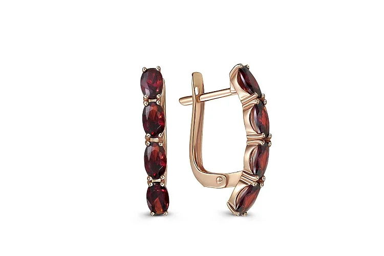 Серьги Дорожки из красного золота с 8 фианитами