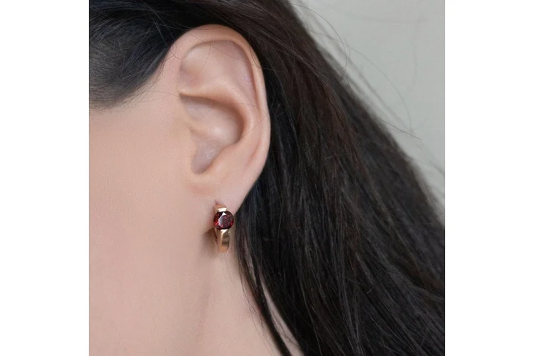 Серьги из красного золота с 2 гранатами
