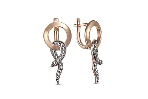 Серьги Змеи из красного золота с 34 фианитами