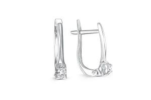 Серьги из белого золота с 2 фианитами