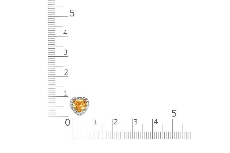 Подвеска Сердце из красного золота с цитрином и 18 фианитами