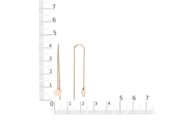 Серьги-продёвки Звезды из красного золота без вставок